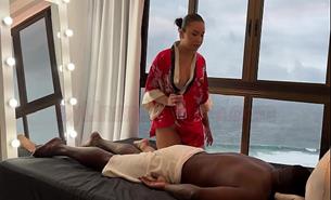 Asian Masseuse Gives A Relaxing Massage To A Gifted Black Guy Who