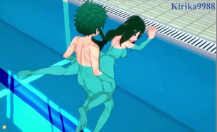 Rumi Usagiyama Mirko and Tsuyu Asui and Izuku Midoriya Intense Sex