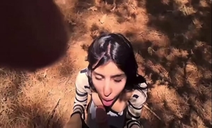 Sexy Mexican Carol Smith makes love for fans in the forest and cums